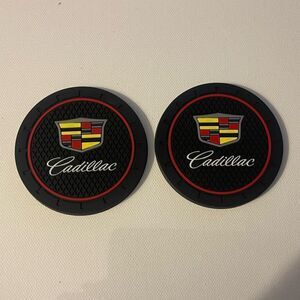Cadillac Car Cup Coasters in Black with logo set of 2 NWT